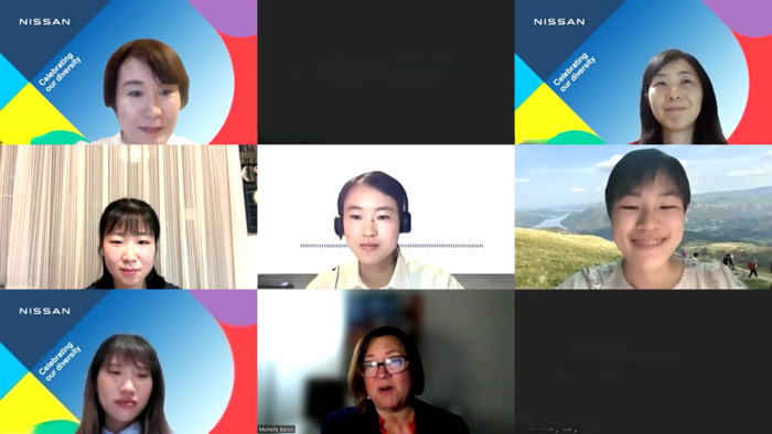 *Middle in the bottom row: Michelle Baron, Corporate Vice President, <br />
Nissan Motor Co.Ltd.<br />
Middle row: 3 GEfIL students